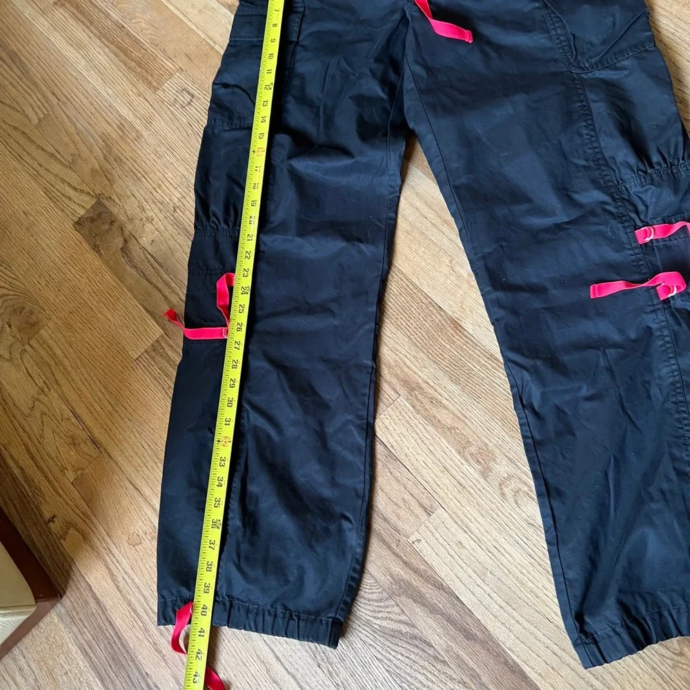 Nike Vintage Cargo Pants Black Pink Ribbon Y2K Wide Leg Utility Trousers Large
